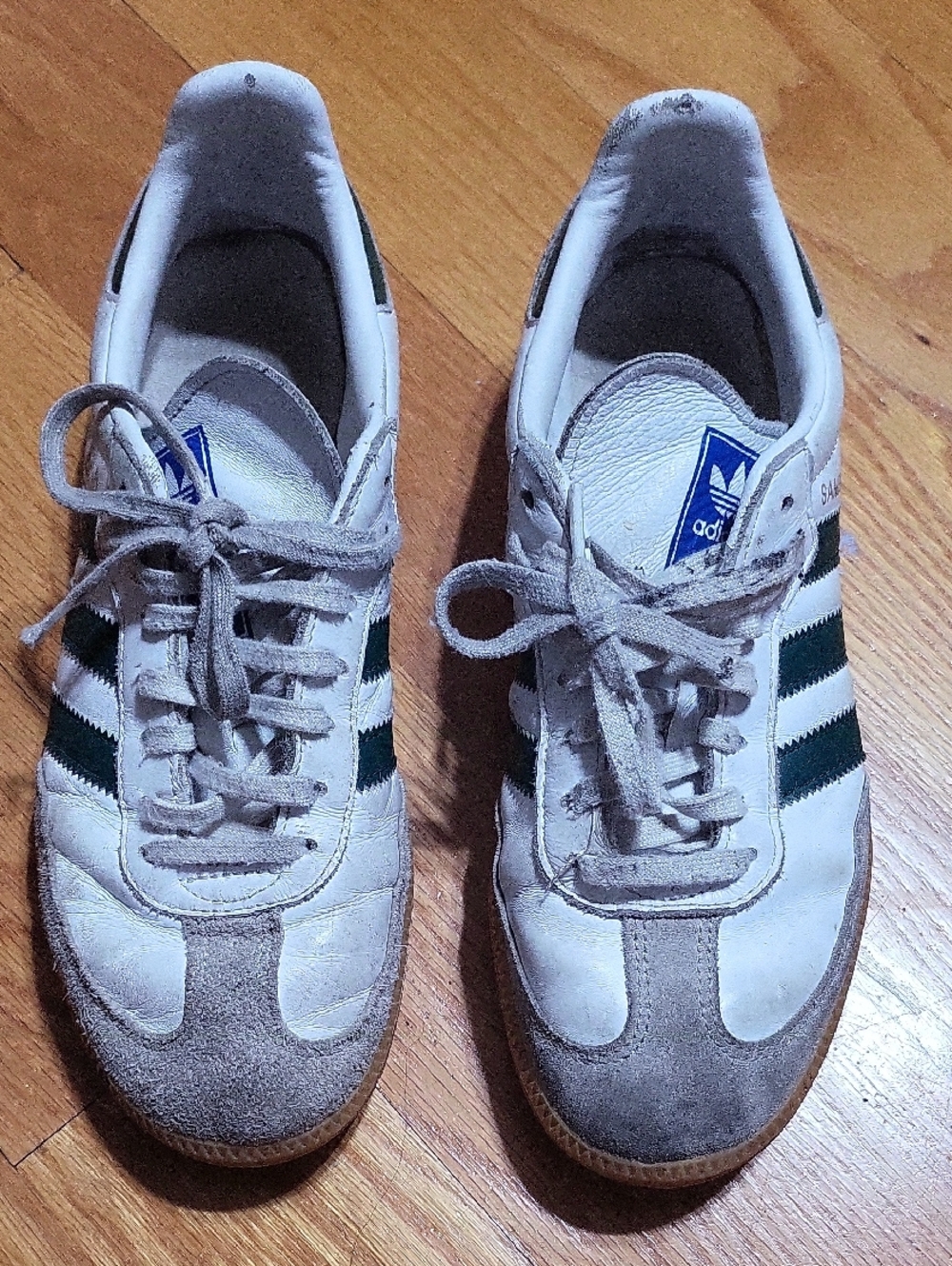 Adidas Men’s White & Green Samba Classic Sneakers